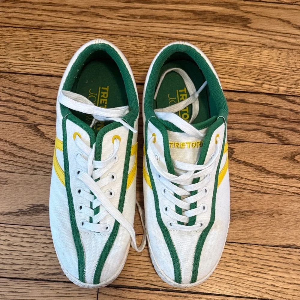 Tretorn White Sneakers with Green and Yellow Details - Picture 4 of 4